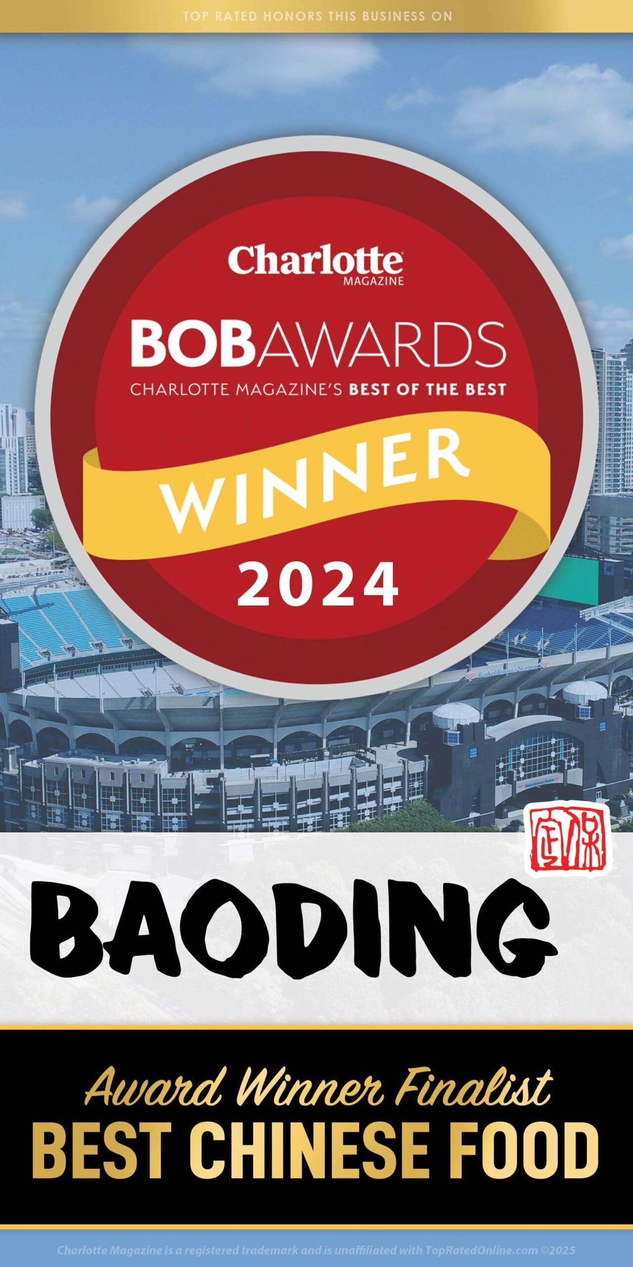 2024 Charlotte Magazine BOB Awards Winner for Best Chinese Food